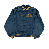 Vintage 80s VFW Post 1431 Satin Baseball Jacket - Dark Blue - Size Large